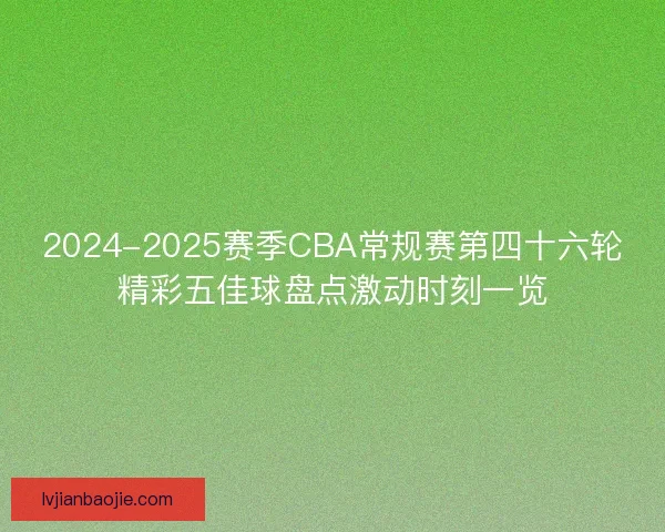 2024-2025赛季CBA常规赛第四十六轮精彩五佳球盘点激动时刻一览