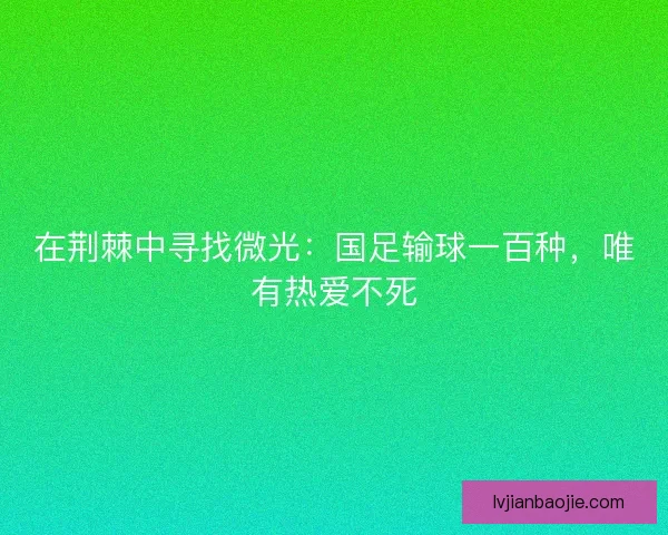 在荆棘中寻找微光：国足输球一百种，唯有热爱不死