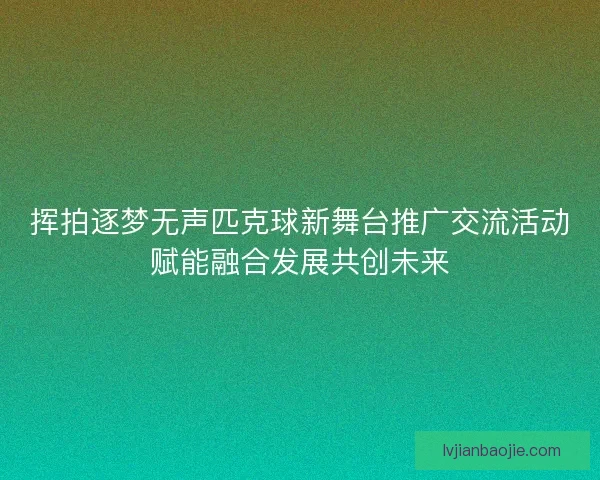 挥拍逐梦无声匹克球新舞台推广交流活动赋能融合发展共创未来