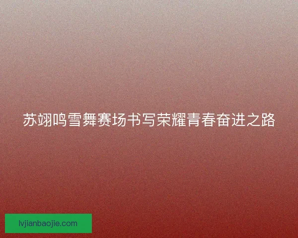 苏翊鸣雪舞赛场书写荣耀青春奋进之路